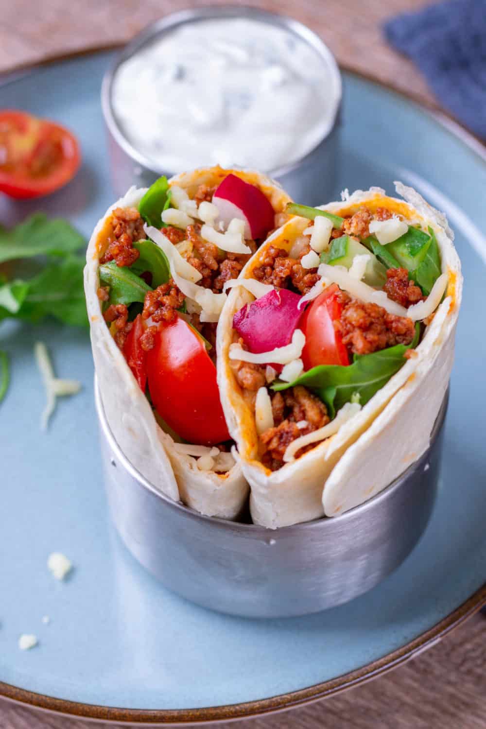 Gefüllte Wraps mit Hackfleisch und Käse (einfach und schnell)