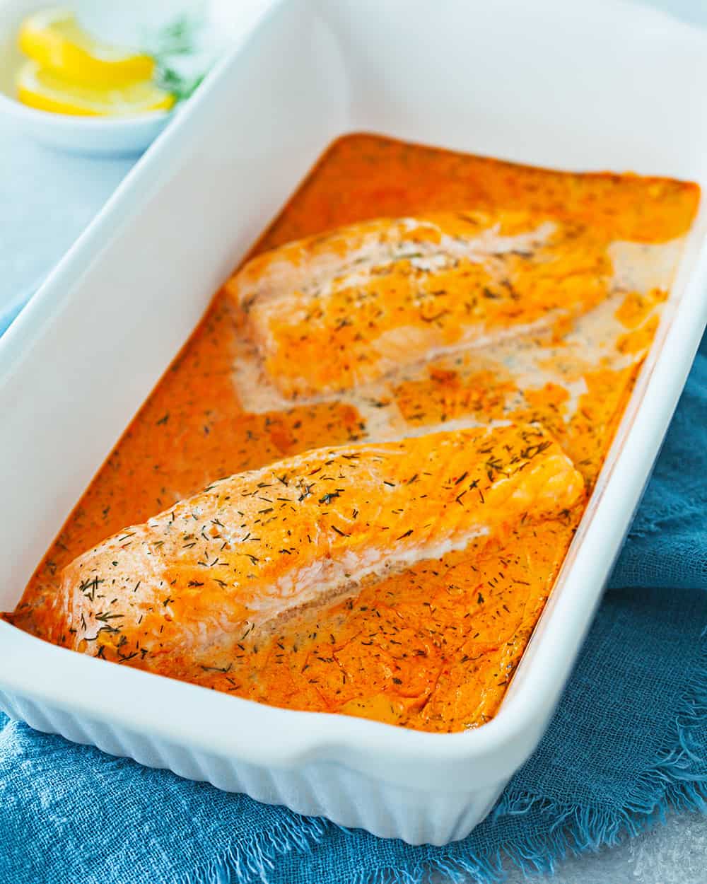 Lachs im Backofen in Sahne-Soße - einfaches Gratin Rezept