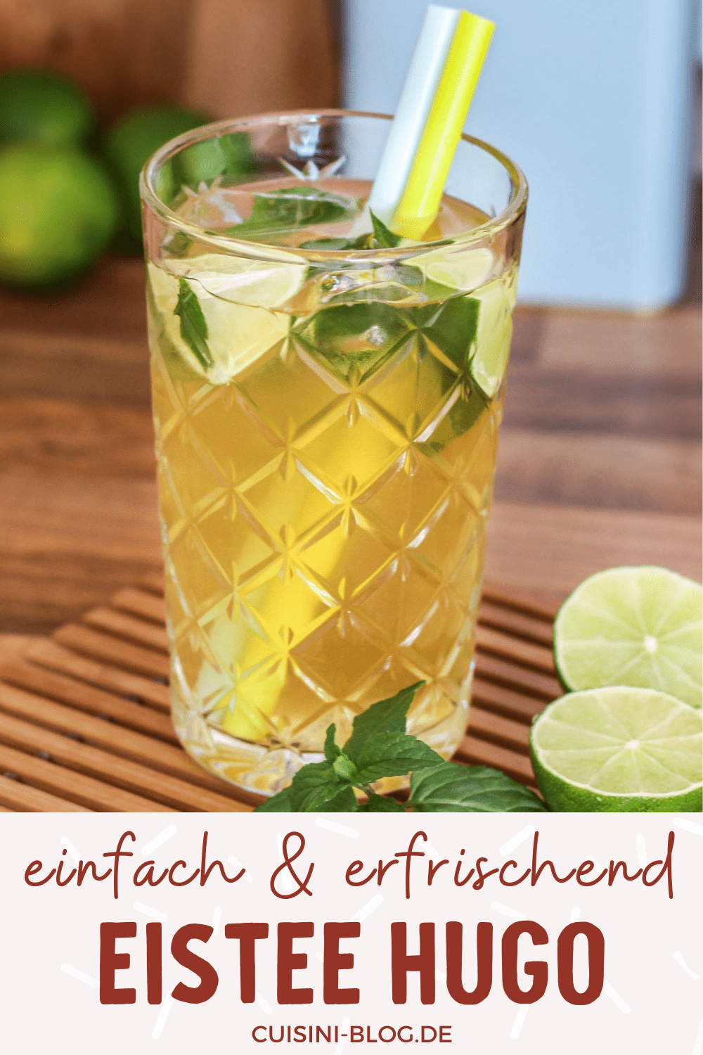 eistee-hugo-rezept-alkoholfrei-5 Eistee Hugo selbst gemacht - mit grünem Tee, Minze & Limette