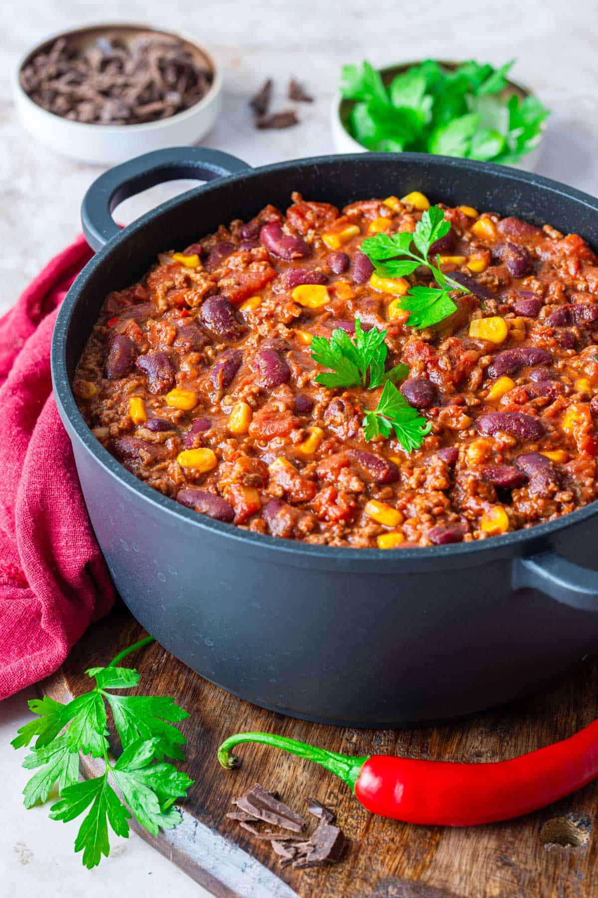Chili con Carne mit Schokolade - einfaches Rezept